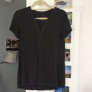 A&E soft and sexy lace up shirt